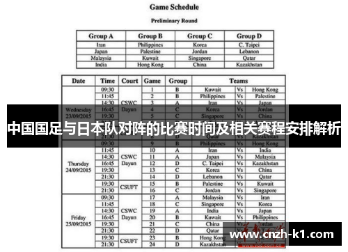 中国国足与日本队对阵的比赛时间及相关赛程安排解析 中国国足与日本队对阵的比赛时间及相关赛程安排解析